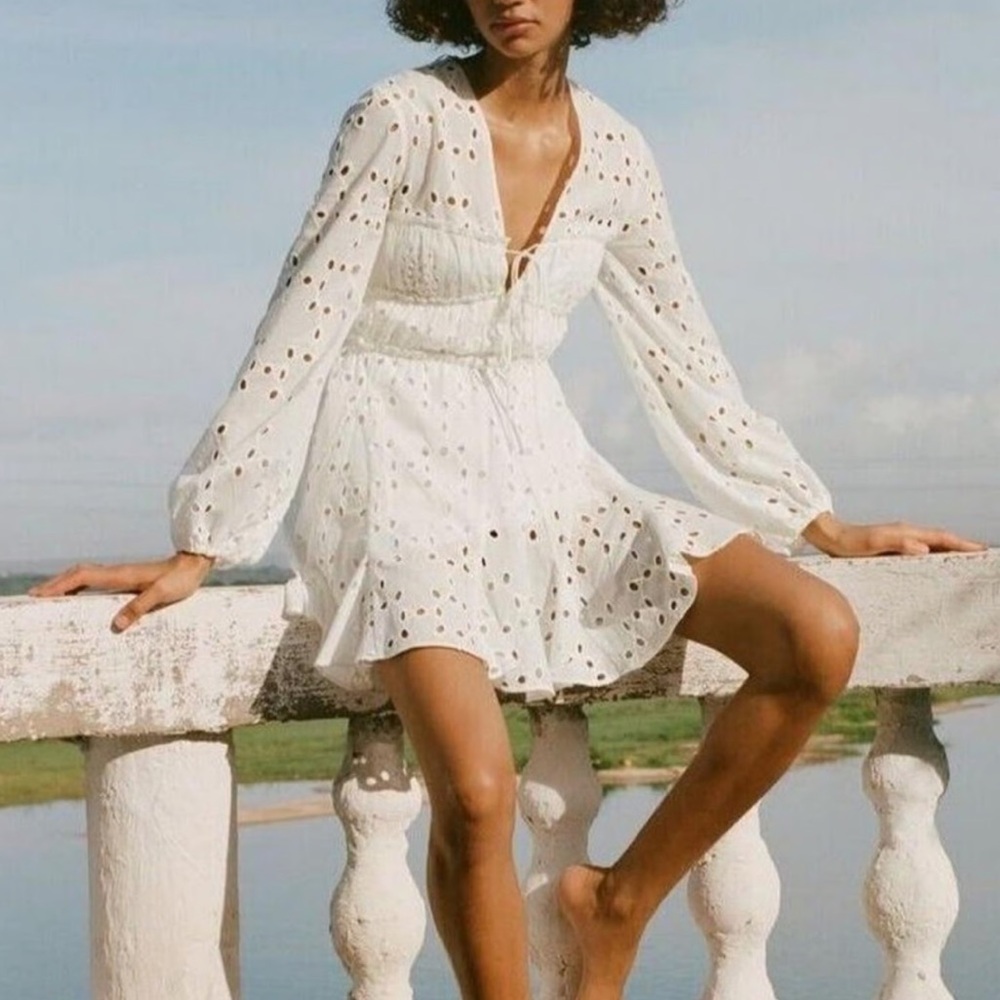 #5 Zara White Eyelet Dress